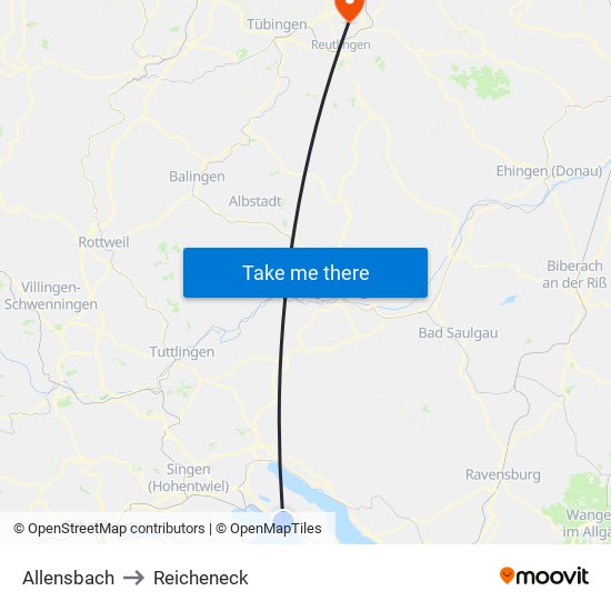 Allensbach to Reicheneck map