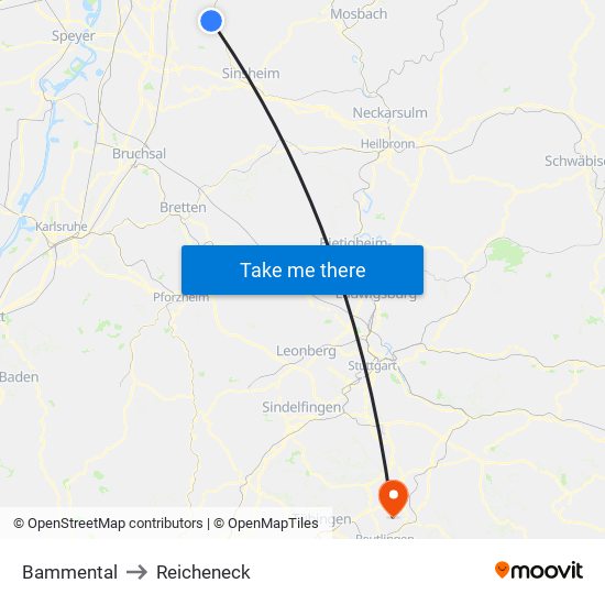 Bammental to Reicheneck map