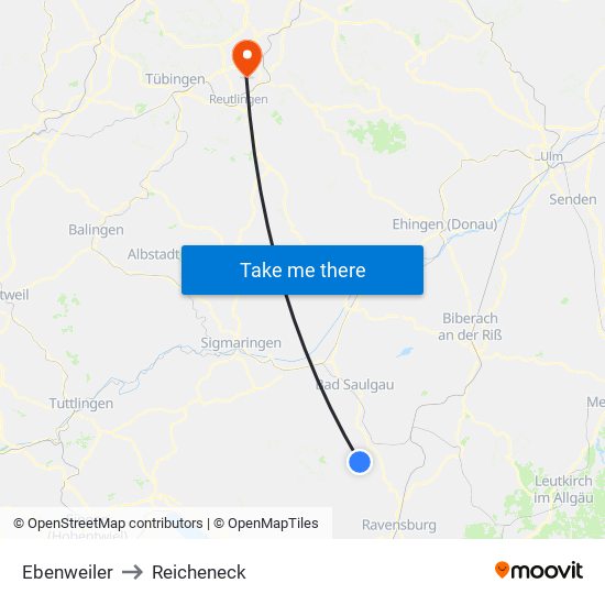 Ebenweiler to Reicheneck map