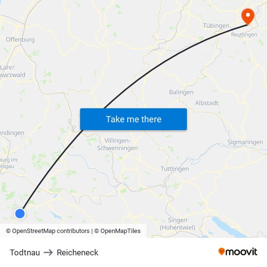 Todtnau to Reicheneck map