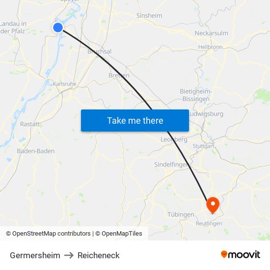 Germersheim to Reicheneck map