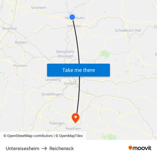 Untereisesheim to Reicheneck map