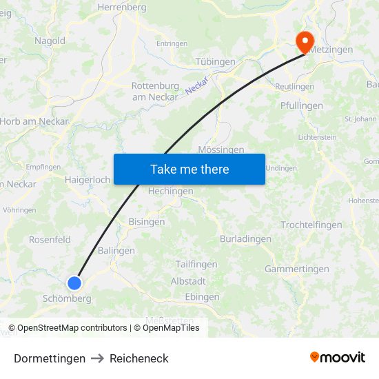 Dormettingen to Reicheneck map