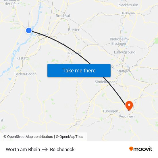 Wörth am Rhein to Reicheneck map