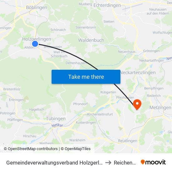 Gemeindeverwaltungsverband Holzgerlingen to Reicheneck map