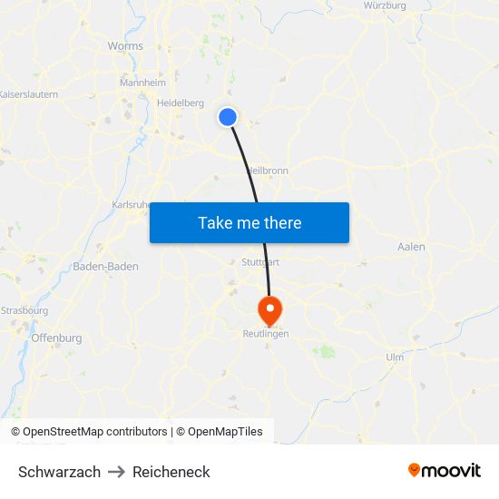 Schwarzach to Reicheneck map