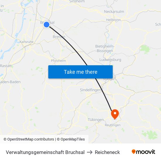 Verwaltungsgemeinschaft Bruchsal to Reicheneck map