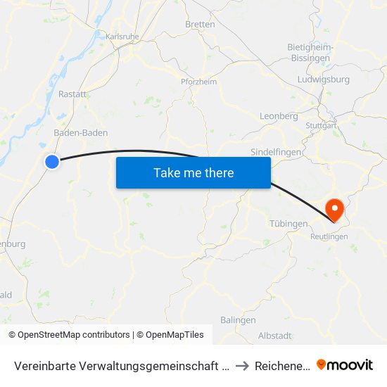 Vereinbarte Verwaltungsgemeinschaft Bühl to Reicheneck map