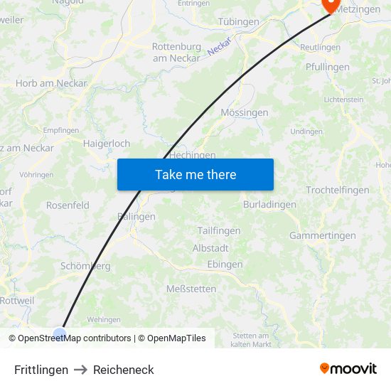 Frittlingen to Reicheneck map