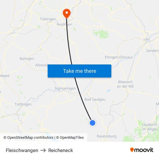 Fleischwangen to Reicheneck map