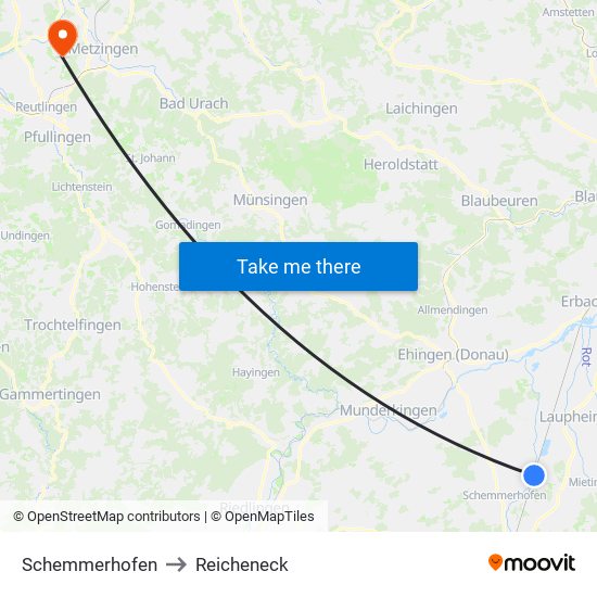 Schemmerhofen to Reicheneck map