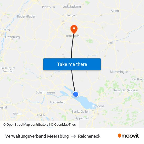 Verwaltungsverband Meersburg to Reicheneck map