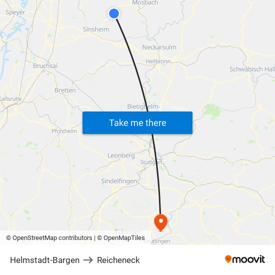 Helmstadt-Bargen to Reicheneck map