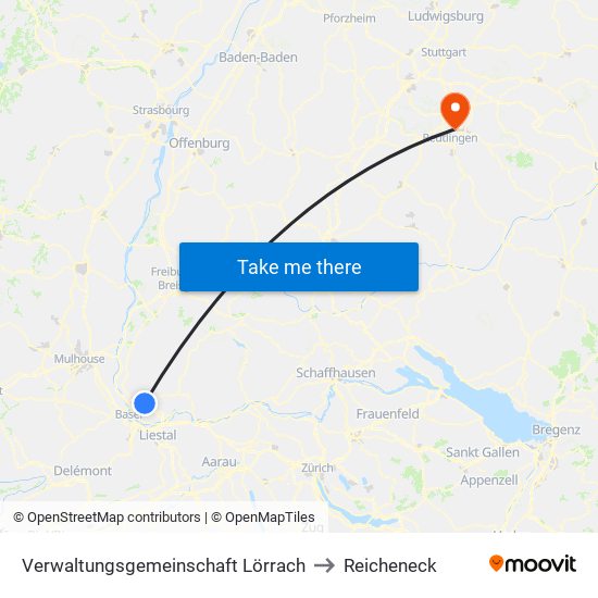 Verwaltungsgemeinschaft Lörrach to Reicheneck map