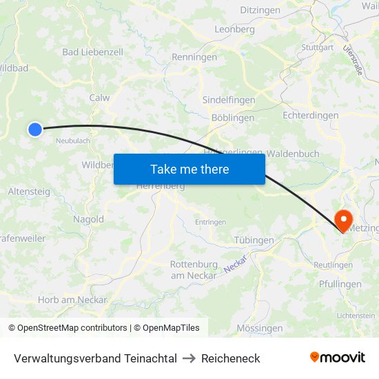 Verwaltungsverband Teinachtal to Reicheneck map