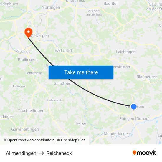 Allmendingen to Reicheneck map