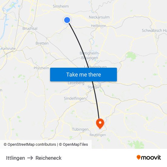 Ittlingen to Reicheneck map