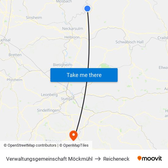 Verwaltungsgemeinschaft Möckmühl to Reicheneck map