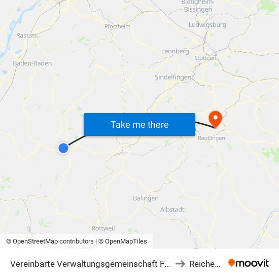 Vereinbarte Verwaltungsgemeinschaft Freudenstadt to Reicheneck map