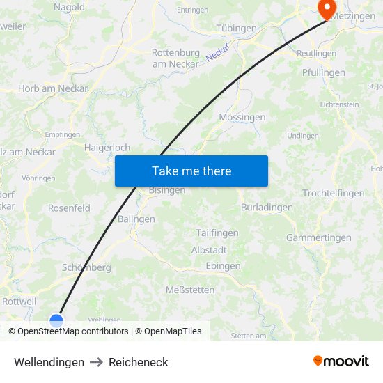 Wellendingen to Reicheneck map
