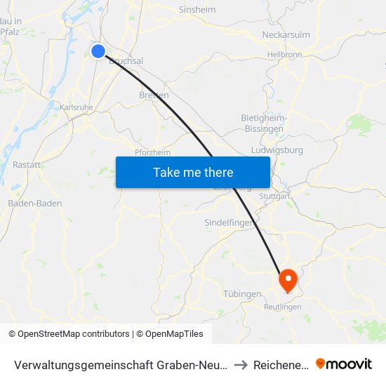 Verwaltungsgemeinschaft Graben-Neudorf to Reicheneck map