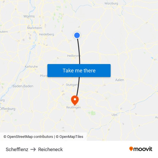Schefflenz to Reicheneck map