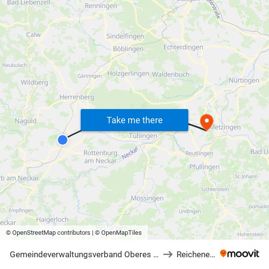 Gemeindeverwaltungsverband Oberes Gäu to Reicheneck map