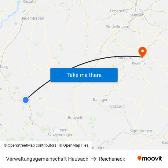 Verwaltungsgemeinschaft Hausach to Reicheneck map