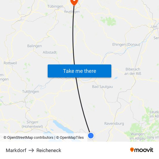 Markdorf to Reicheneck map