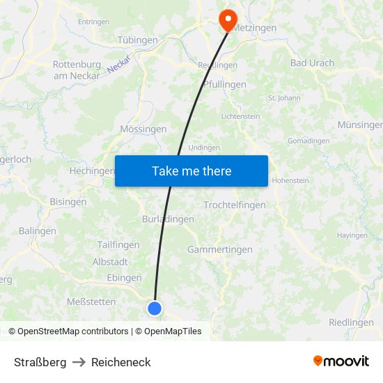 Straßberg to Reicheneck map