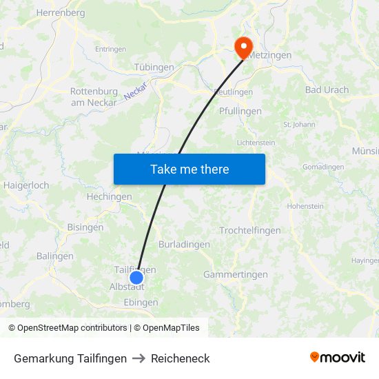 Gemarkung Tailfingen to Reicheneck map