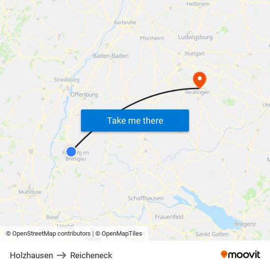 Holzhausen to Reicheneck map