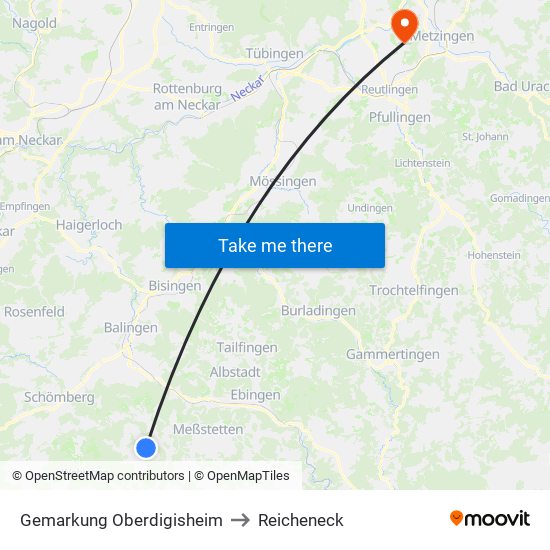 Gemarkung Oberdigisheim to Reicheneck map