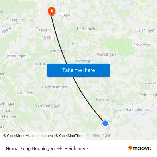 Gemarkung Bechingen to Reicheneck map