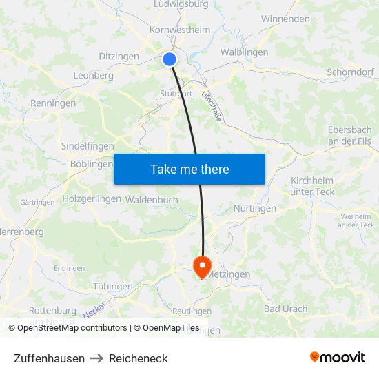 Zuffenhausen to Reicheneck map