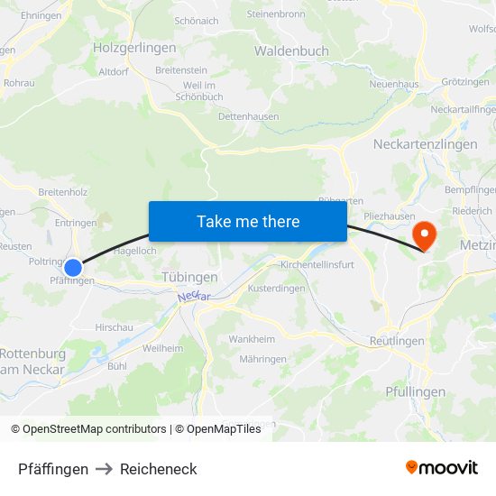 Pfäffingen to Reicheneck map