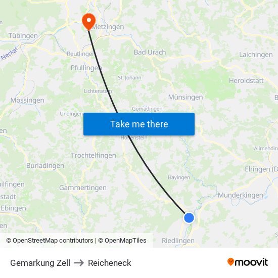 Gemarkung Zell to Reicheneck map