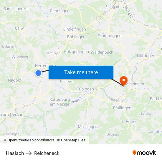Haslach to Reicheneck map