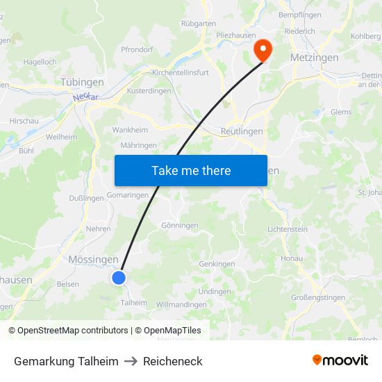 Gemarkung Talheim to Reicheneck map