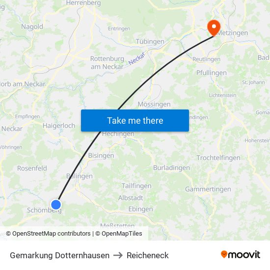 Gemarkung Dotternhausen to Reicheneck map