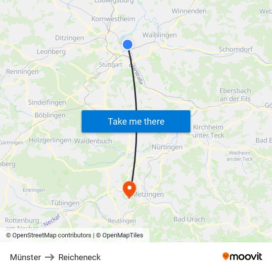 Münster to Reicheneck map