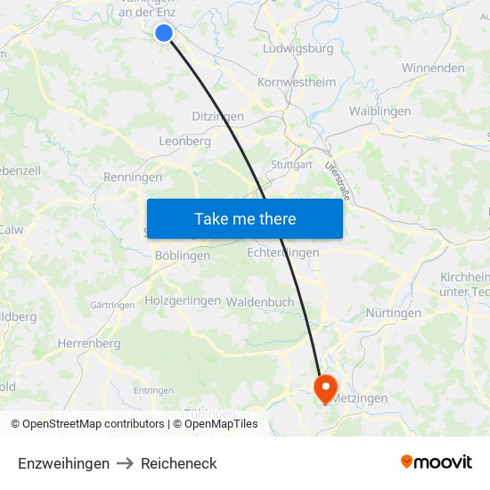 Enzweihingen to Reicheneck map