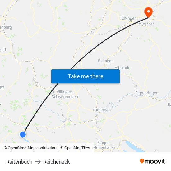 Raitenbuch to Reicheneck map