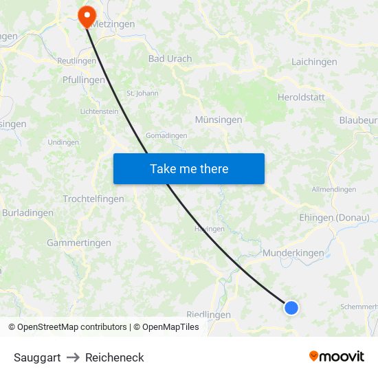 Sauggart to Reicheneck map