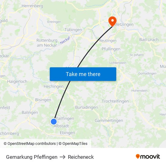 Gemarkung Pfeffingen to Reicheneck map