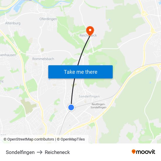 Sondelfingen to Reicheneck map