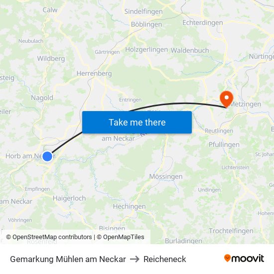 Gemarkung Mühlen am Neckar to Reicheneck map