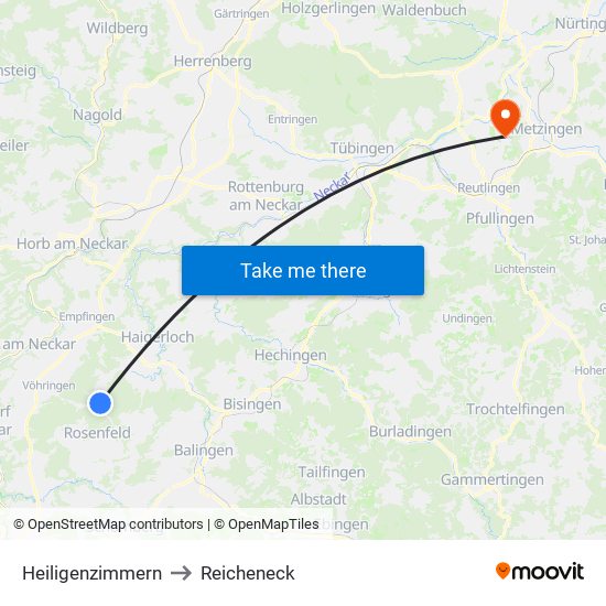 Heiligenzimmern to Reicheneck map