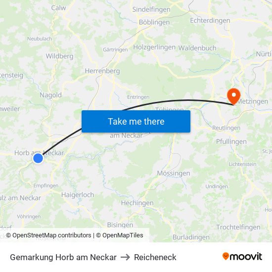 Gemarkung Horb am Neckar to Reicheneck map