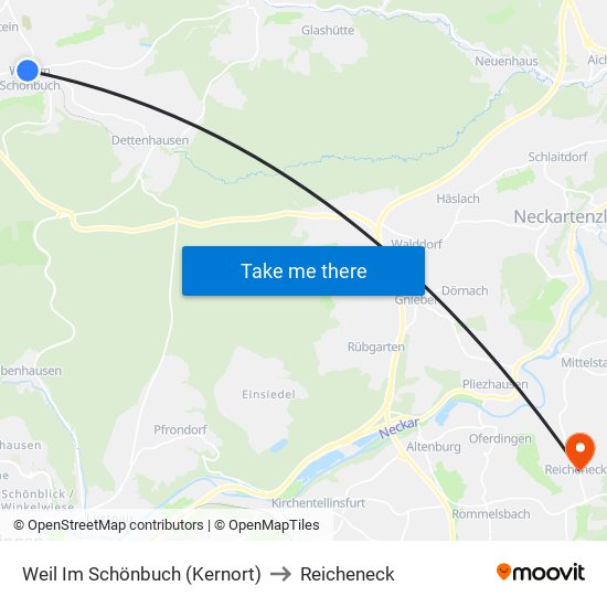 Weil Im Schönbuch (Kernort) to Reicheneck map